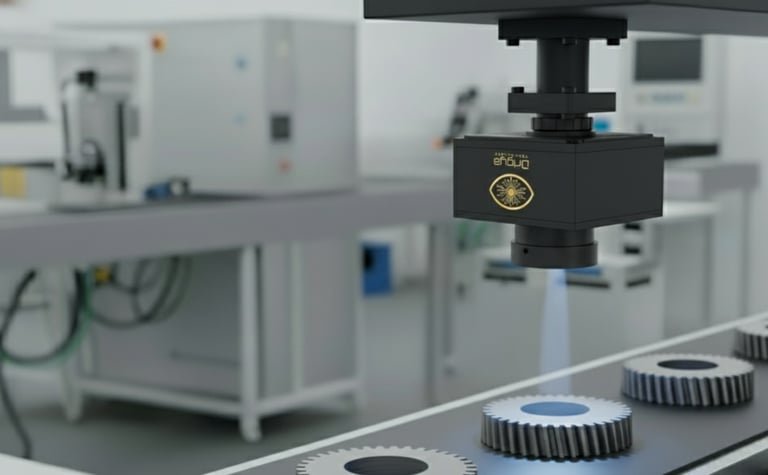 High-precision AI vision system counting gear teeth on a ring gear